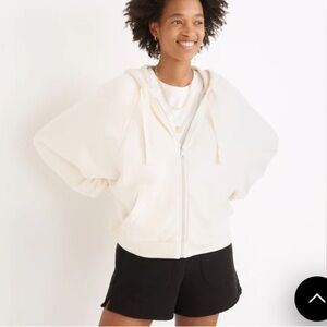 Madewell cream colored AiryTerry cocoon zip up hoodie with balloon sleeves. S